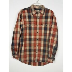 Red Head Mens Medium‎ multicolor Plaid Flannel Button Up